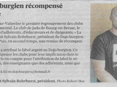 Le  Dojo Burgien récompensé par la fédération française